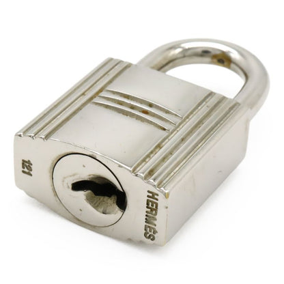 Hermes Cadenas Padlock No121 Key Keyed Metal Silver