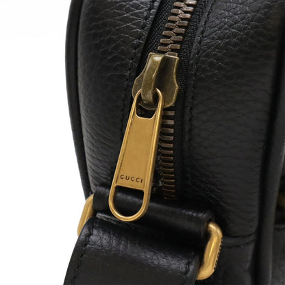 Gucci Print Messenger Bag Shoulder Bag Crossbody Leather Black Gold Hardware