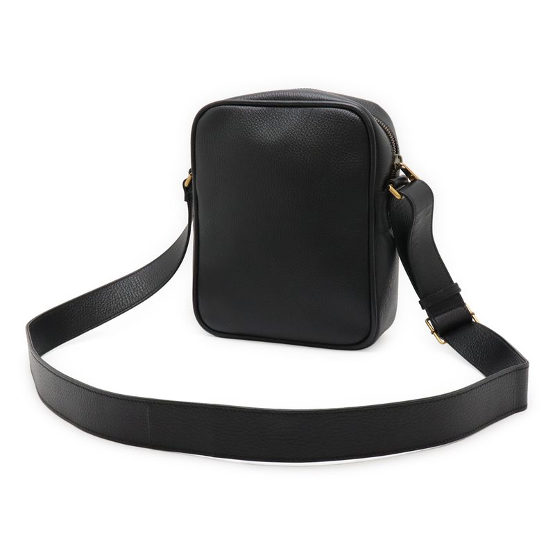 Gucci Print Messenger Bag Shoulder Bag Crossbody Leather Black Gold Hardware