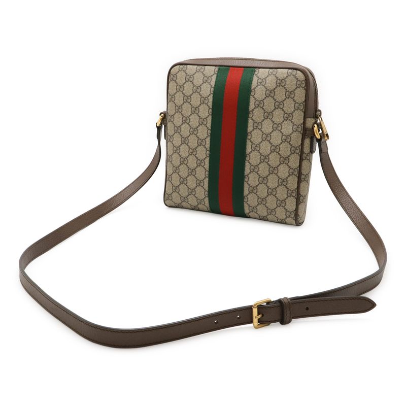 Gucci Ophidia Small Messenger Bag GG Supreme Sherry Line PVC Leather Beige