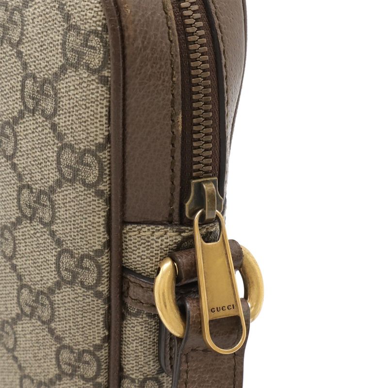 Gucci Ophidia Small Messenger Bag GG Supreme Sherry Line PVC Leather Beige