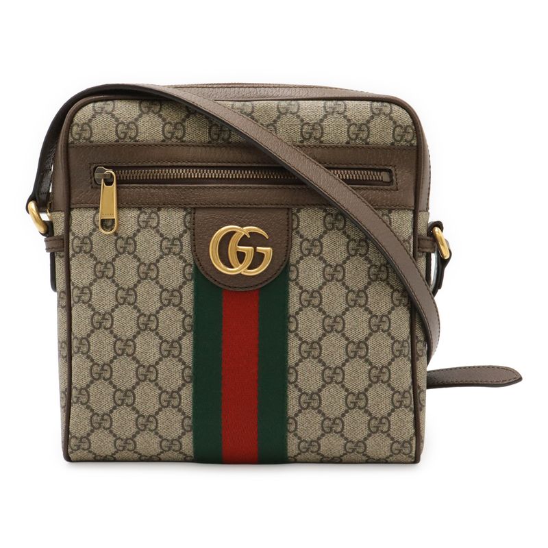 Gucci Ophidia Small Messenger Bag GG Supreme Sherry Line PVC Leather Beige
