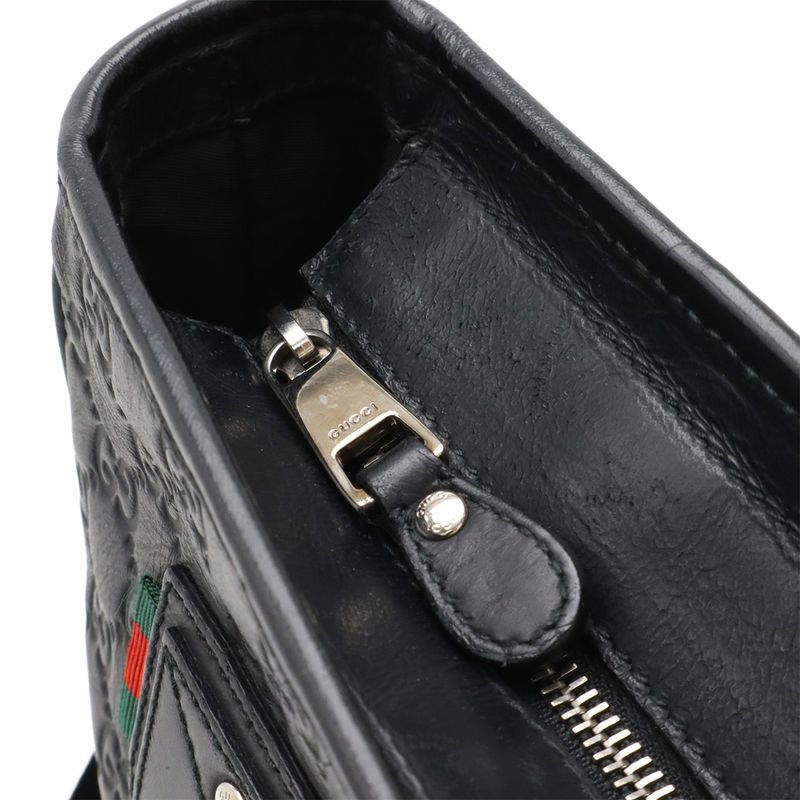 Guccissima Sherry Line Shoulder Bag Messenger Bag Rubber Coated Leather Black