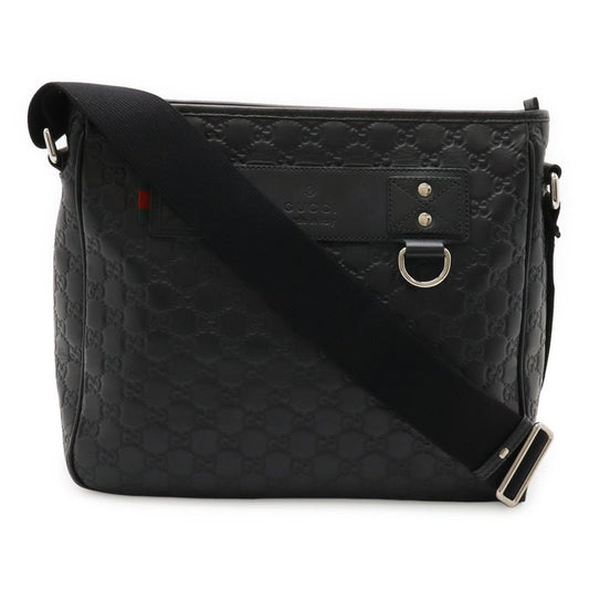 Guccissima Sherry Line Shoulder Bag Messenger Bag Rubber Coated Leather Black