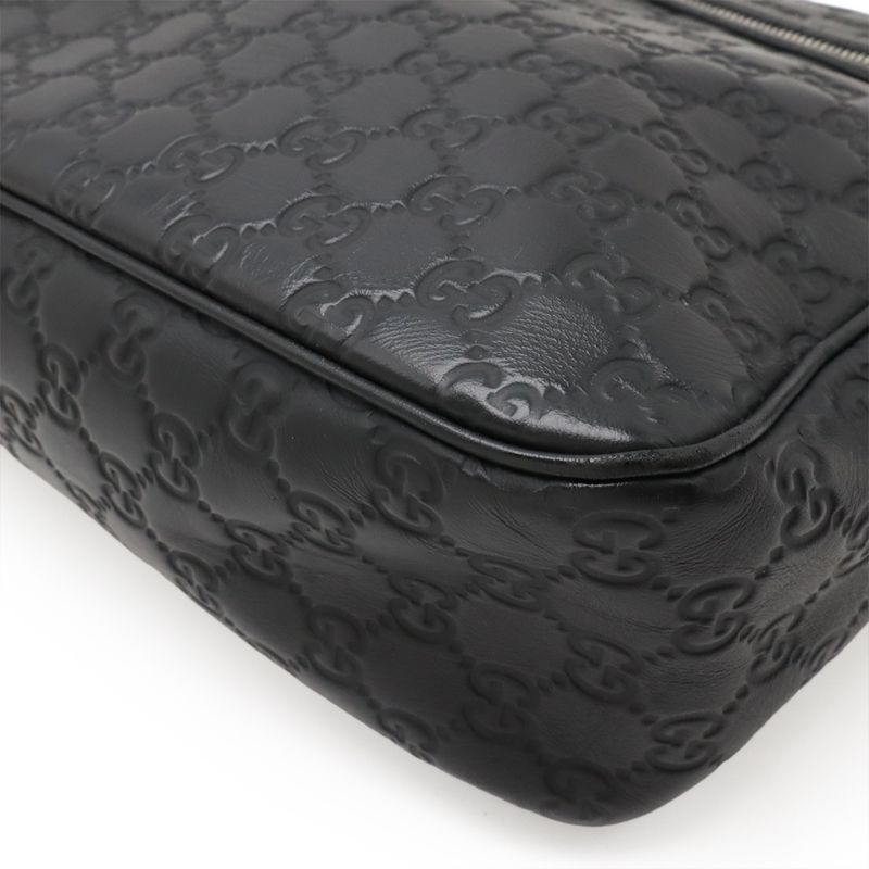 Guccissima Sherry Line Shoulder Bag Messenger Bag Rubber Coated Leather Black