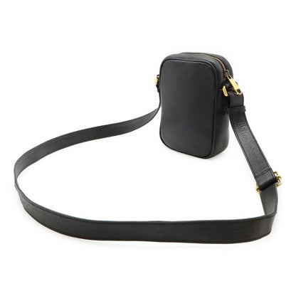 Gucci Printed Logo Shoulder Bag Pochette Mini Bag Crossbody Leather Black Gold