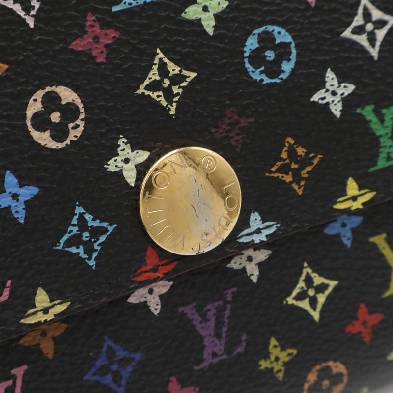 Louis Vuitton Monogram Multicolor Portefeuille Sarah Bifold Long Wallet Noir