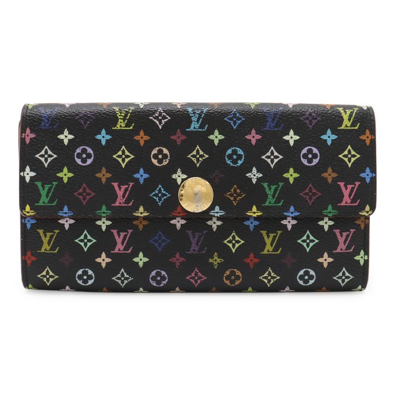 Louis Vuitton Monogram Multicolor Portefeuille Sarah Bifold Long Wallet Noir