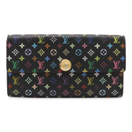 Louis Vuitton Monogram Multicolor Portefeuille Sarah Bifold Long Wallet Noir
