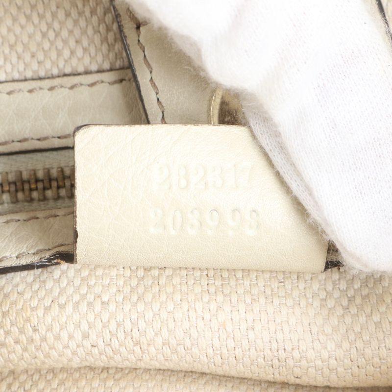 Gucci GG Canvas Bamboo Handbag 282317 Leather Tote Genuine Leather Brown Women