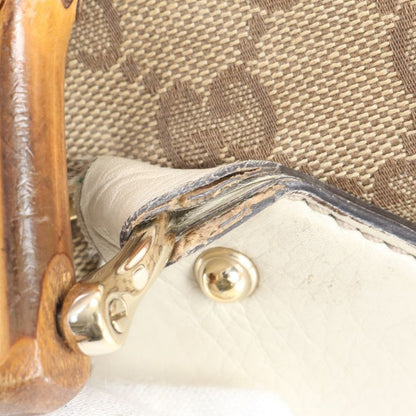 Gucci GG Canvas Bamboo Handbag 282317 Leather Tote Genuine Leather Brown Women
