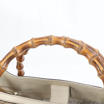 Gucci GG Canvas Bamboo Handbag 282317 Leather Tote Genuine Leather Brown Women