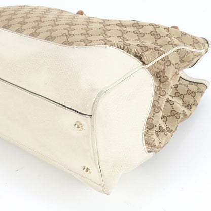 Gucci GG Canvas Bamboo Handbag 282317 Leather Tote Genuine Leather Brown Women