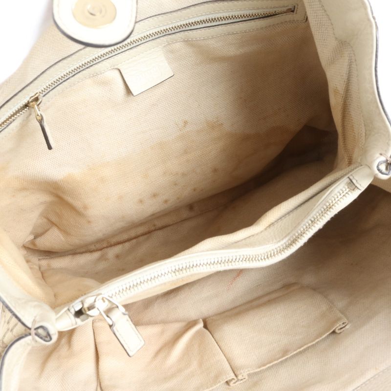 Gucci GG Canvas Bamboo Handbag 282317 Leather Tote Genuine Leather Brown Women