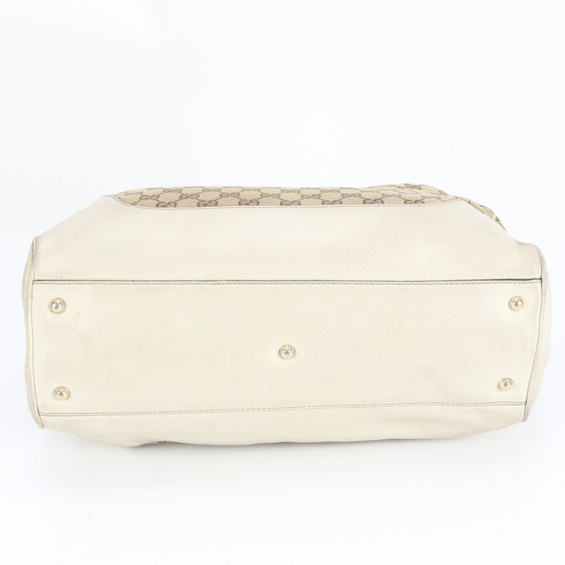 Gucci GG Canvas Bamboo Handbag 282317 Leather Tote Genuine Leather Brown Women