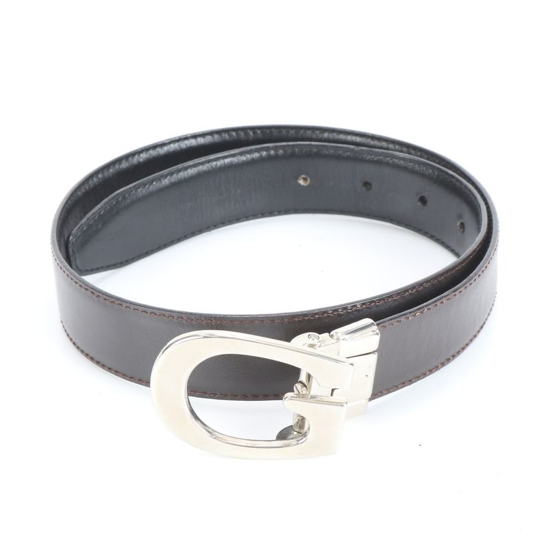 Gucci Reversible G Buckle Leather Belt Black Brown Fashion Fashionable Men's