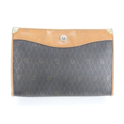 Christian Dior Honeycomb Pattern Leather Clutch Bag Hand Second Pouch Women EEM