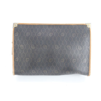Christian Dior Honeycomb Pattern Leather Clutch Bag Hand Second Pouch Women EEM