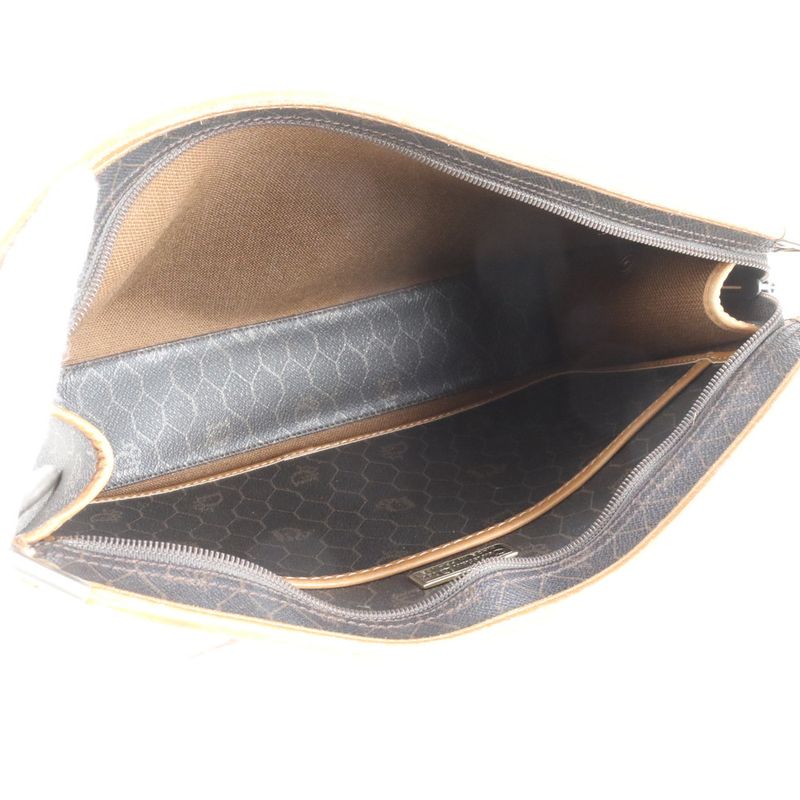 Christian Dior Honeycomb Pattern Leather Clutch Bag Hand Second Pouch Women EEM
