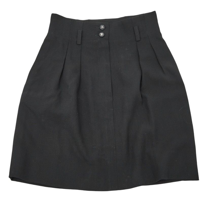 Chanel Coco Mark Skirt Size: 46 Black Wool Mohair Women's Chanel