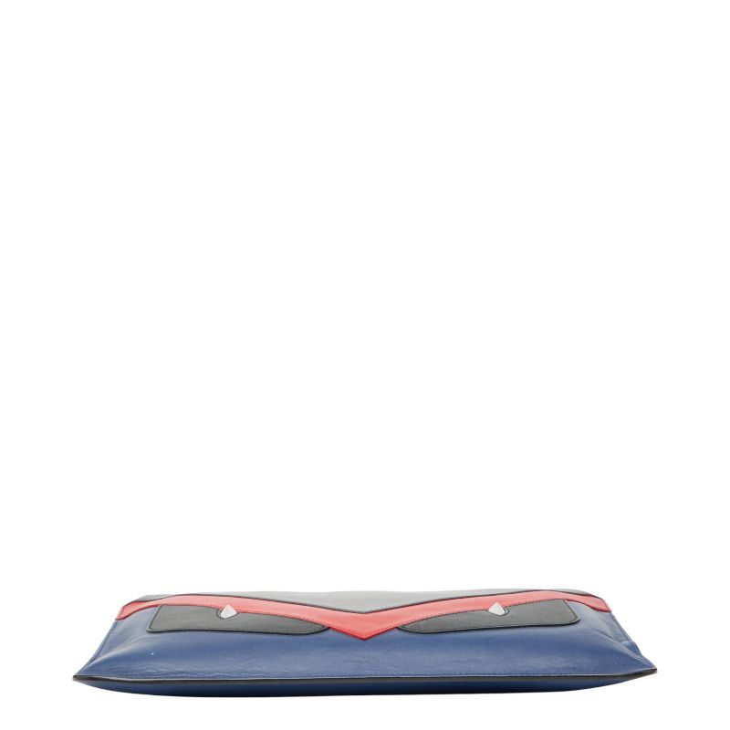 Fendi Bag Bugs Monster 7n0078 Blue Grey Red Leather Women's Fendi