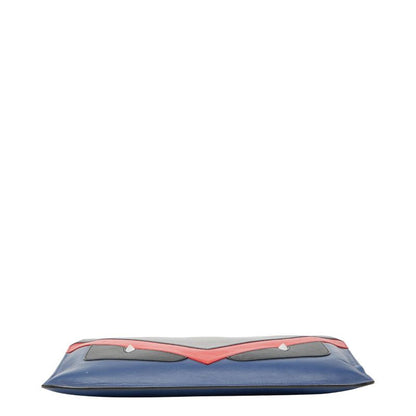 Fendi Bag Bugs Monster 7n0078 Blue Grey Red Leather Women's Fendi