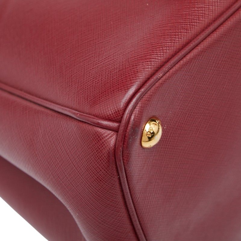Prada Triangle Logo Plate Handbag Shoulder Bag 2WAY Wine Red Bordeaux Saffiano
