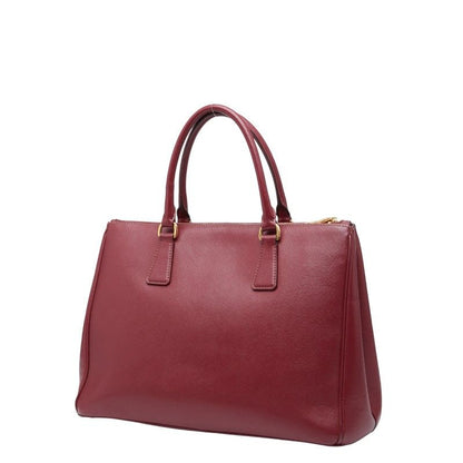 Prada Triangle Logo Plate Handbag Shoulder Bag 2WAY Wine Red Bordeaux Saffiano