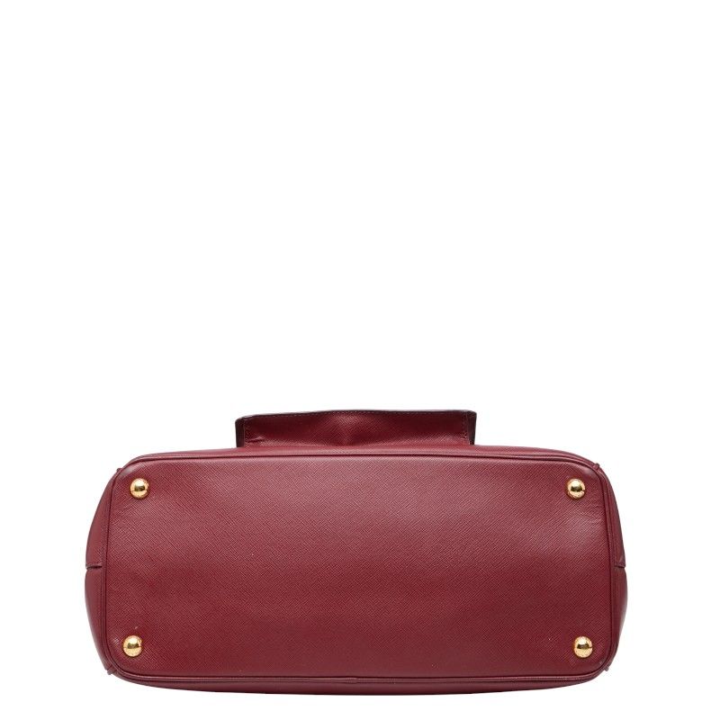 Prada Triangle Logo Plate Handbag Shoulder Bag 2WAY Wine Red Bordeaux Saffiano