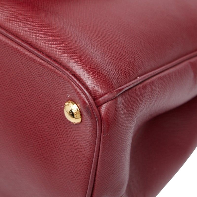 Prada Triangle Logo Plate Handbag Shoulder Bag 2WAY Wine Red Bordeaux Saffiano