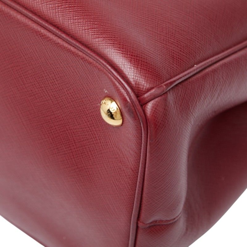Prada Triangle Logo Plate Handbag Shoulder Bag 2WAY Wine Red Bordeaux Saffiano