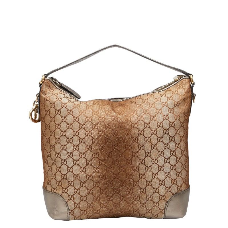 Gucci GG Canvas Heart Bit Bamboo One Shoulder Bag 269958 Brown Canvas Leather