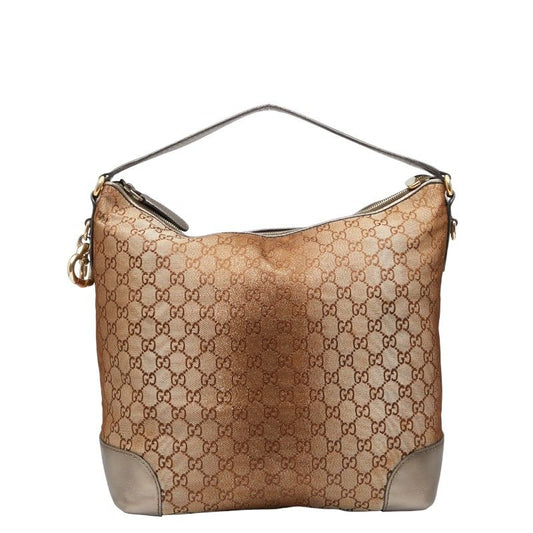 Gucci GG Canvas Heart Bit Bamboo One Shoulder Bag 269958 Brown Canvas Leather