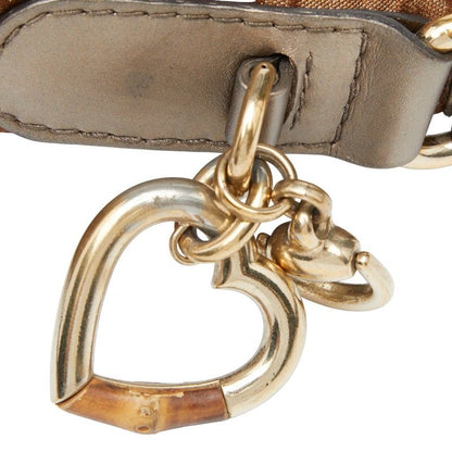 Gucci GG Canvas Heart Bit Bamboo One Shoulder Bag 269958 Brown Canvas Leather