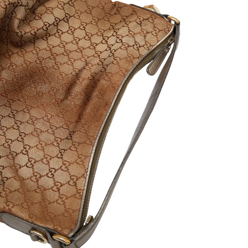 Gucci GG Canvas Heart Bit Bamboo One Shoulder Bag 269958 Brown Canvas Leather