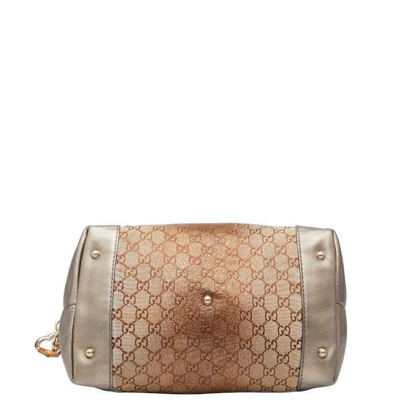 Gucci GG Canvas Heart Bit Bamboo One Shoulder Bag 269958 Brown Canvas Leather