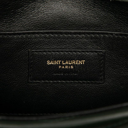 Saint Laurent Logo Chain Shoulder Bag Green Gold Leather Women Saint Laurent