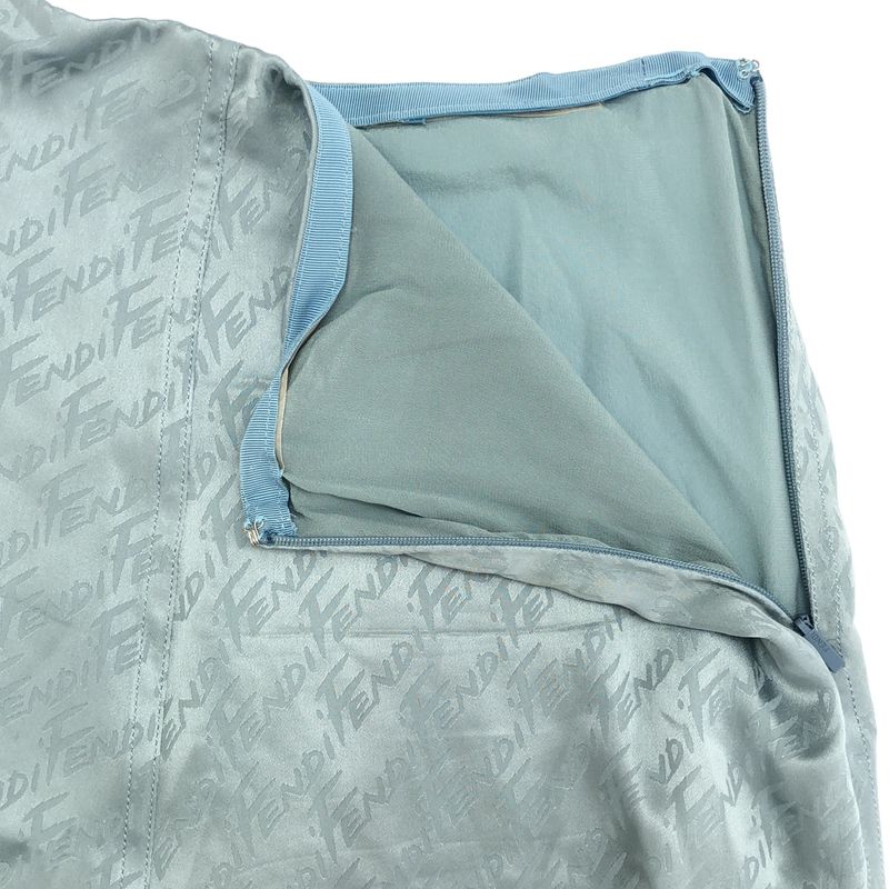 Fendi 22ss Logo Jacquard Silk Skirt Fq7226 Ajdo Sac Blue 38