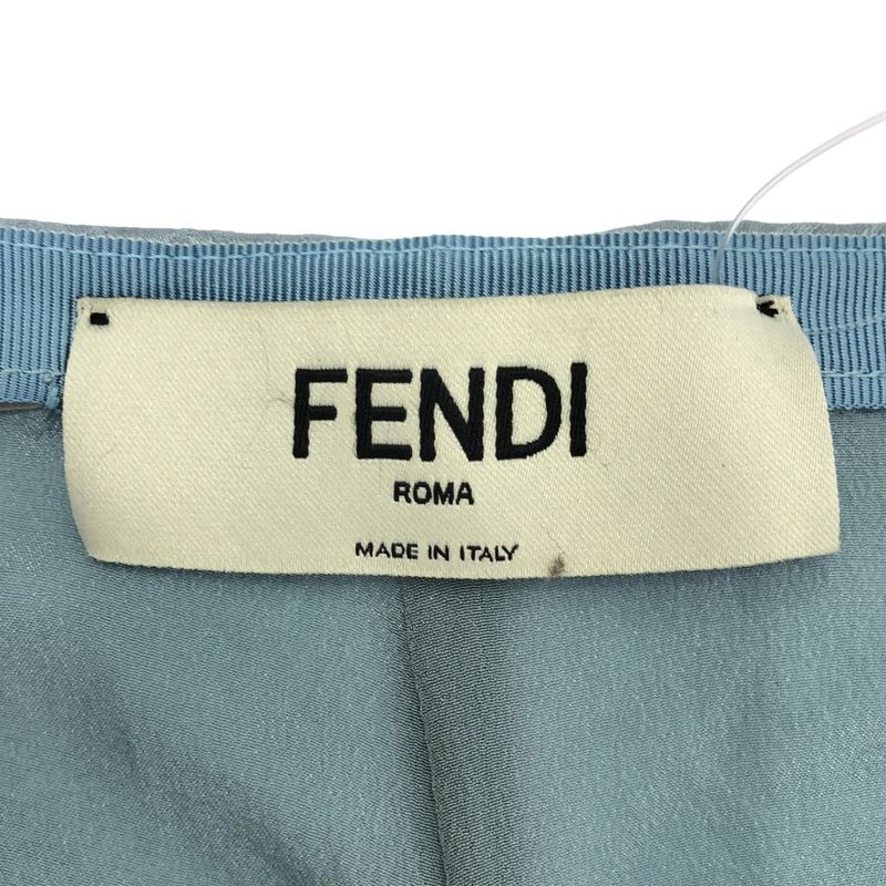 Fendi 22ss Logo Jacquard Silk Skirt Fq7226 Ajdo Sac Blue 38