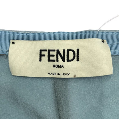 Fendi 22ss Logo Jacquard Silk Skirt Fq7226 Ajdo Sac Blue 38