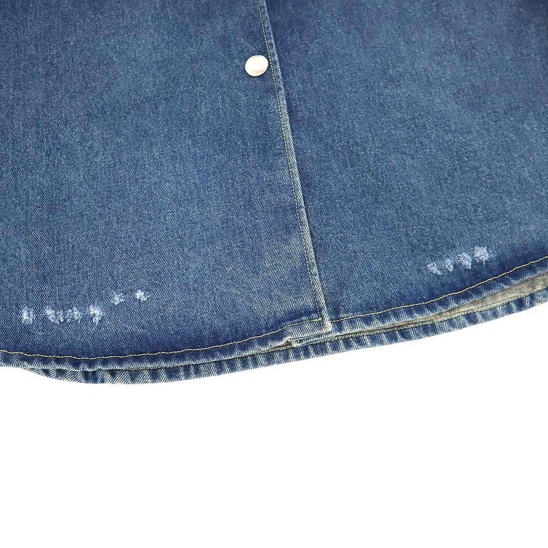 Prada Logo Plate Oversize D Organic Denim Shirt Gfc036 Indigo 38