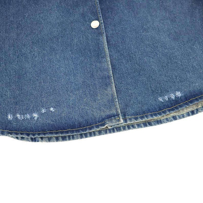 Prada Logo Plate Oversize D Organic Denim Shirt Gfc036 Indigo 38