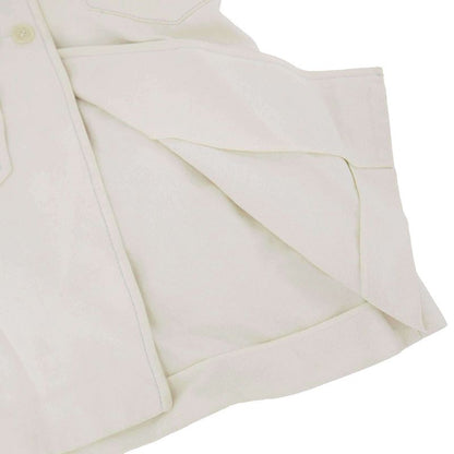 Prada 2000's Cotton Linen Belted Coat White 42