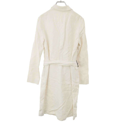 Prada 2000's Cotton Linen Belted Coat White 42