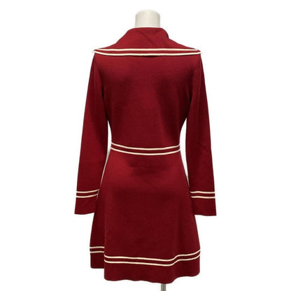 Gucci Dress Size S Women - 644564 Red And Ivory Long Sleeves/long/horsebit Wool