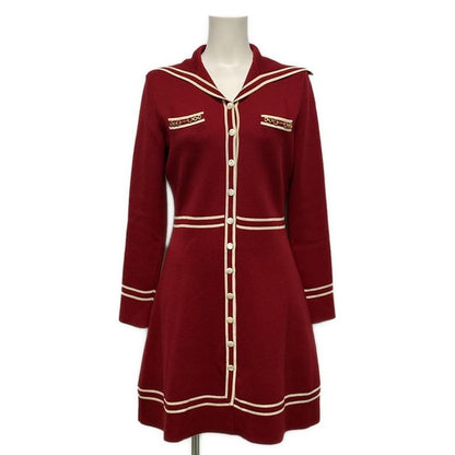 Gucci Dress Size S Women - 644564 Red And Ivory Long Sleeves/long/horsebit Wool