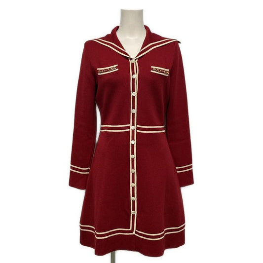 Gucci Dress Size S Women - 644564 Red And Ivory Long Sleeves/long/horsebit Wool