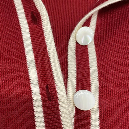 Gucci Dress Size S Women - 644564 Red And Ivory Long Sleeves/long/horsebit Wool