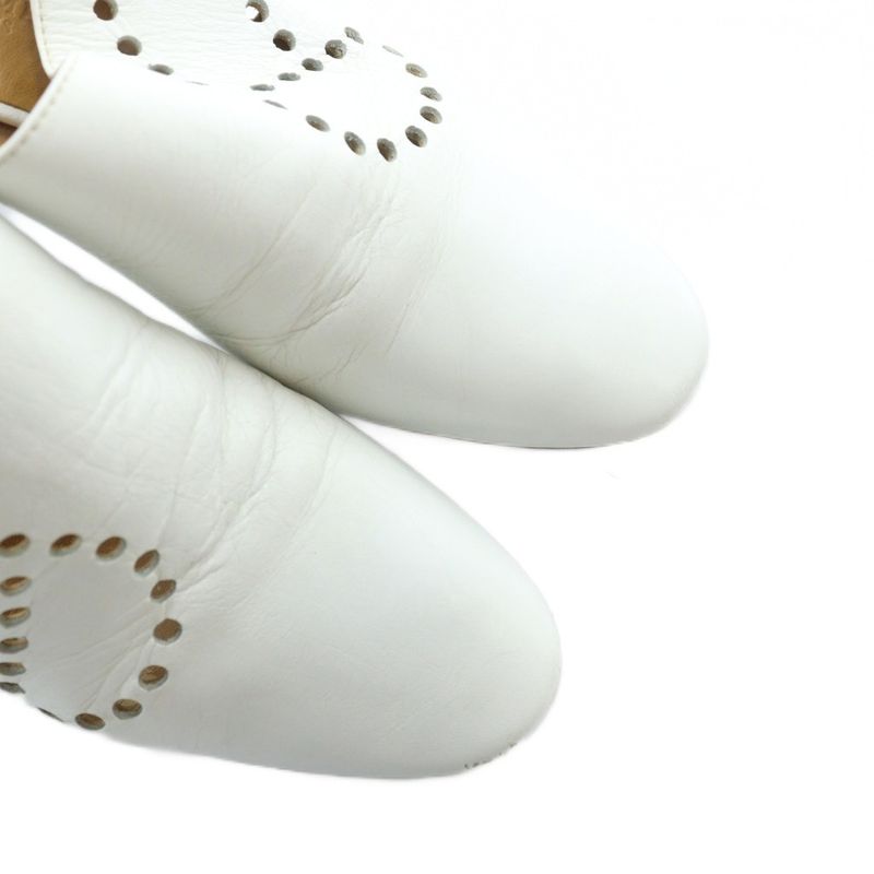 Hermes Evelyn Mules Sandals H Perforated Logo Leather 35.5 22.5cm (8.86in)