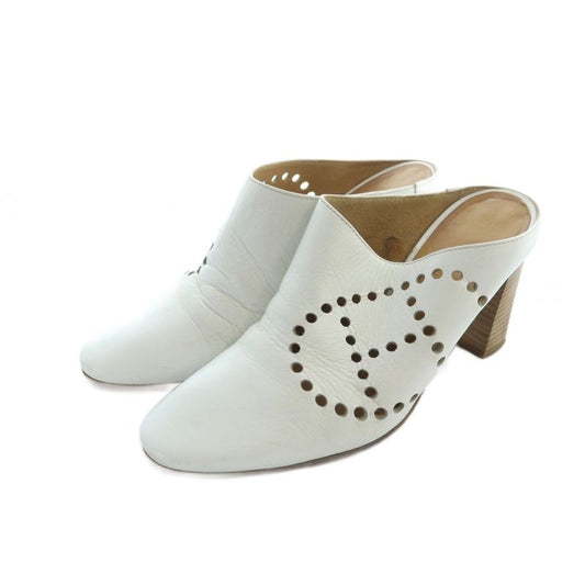 Hermes Evelyn Mules Sandals H Perforated Logo Leather 35.5 22.5cm (8.86in)